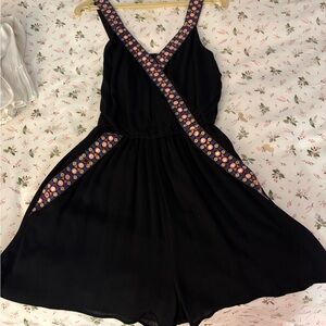 Xhilaration Boho Embroidered Romper Black – Size S